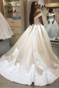 Robe de mariée Fermeture éclair Naturel taille Sans Manches Rosée épaule