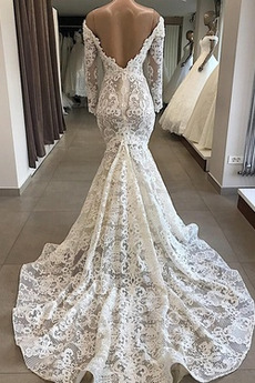 Robe de mariée Sirène Salle Elégant Col en V Fermeture éclair