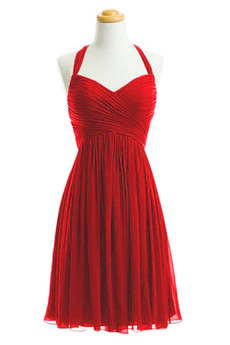 Robe de demoiselle d'honneur Rouge Sans Manches a ligne Manquant