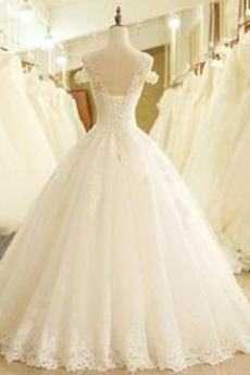 Robe de mariée Princesse Formelle Décalcomanie Laçage Tulle Col U Profond