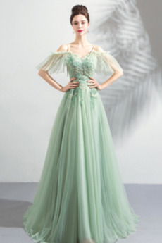 Robe de bal net Fourreau Avec Bijoux Rosée épaule Manche Lâche