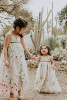 Robe de fille de fleur Drapé Col en V Mariage Manquant Naturel taille