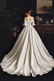 Robe de mariée Manche Longue Hiver Corsage plissé Salle aligne