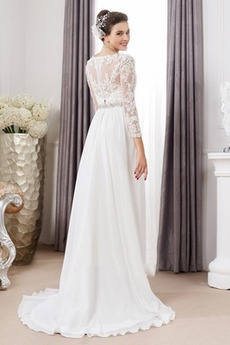 Robe de mariée Sexy Empire Traîne Courte Haut Bas Taille haute