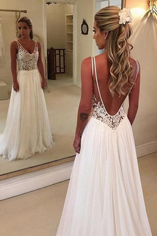 Robe de mariée Dentelle Longueur de plancher Simple Plage Norme