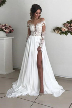 Robe de mariée Vente De plein air Naturel taille Train de balayage