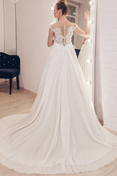 Robe de mariée Taille haute Mousseline Empire Sans Manches Col en V Foncé