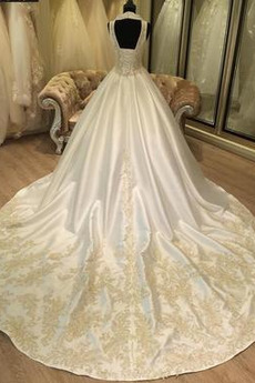 Robe de mariée Dos nu Formelle Traîne Longue ride Eglise A-ligne