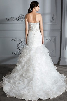 Robe de mariée Lacez vers le haut Drapé Col en Cœur Hiver Formelle