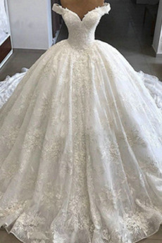 Robe de mariée Hiver Laçage A-ligne Traîne Royal Epurée Salle