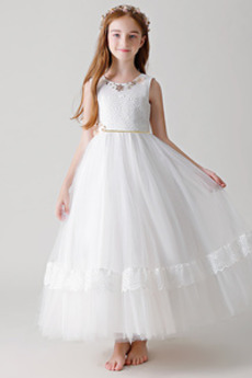 Robe de fille de fleur Tulle Haut Bas A-ligne Formelle Manquant