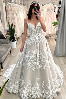 Robe de mariage Eglise Fermeture à glissière Dentelle Drapé A-ligne