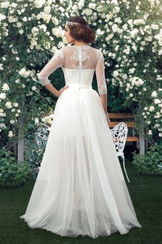 Robe de mariée Tulle Train de petit Manche Demi Ample & Ornée