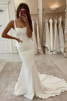 Robe de mariée Printemps Rivage Traîne Mi-longue Naturel taille