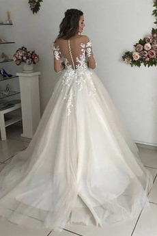 Robe de mariée net Décalcomanie Printemps Cérémonial Manche Longue