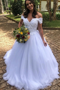 Robe de mariée A-ligne Tulle Naturel taille Norme Fermeture à glissière