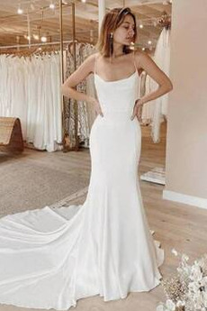 Robe de mariée Dos nu Bretelles Spaghetti Sans Manches Plage