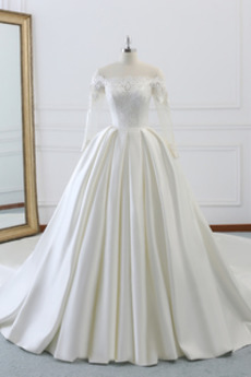 Robe de mariée Pomme Elégant Naturel taille Laçage A-ligne Chapelle