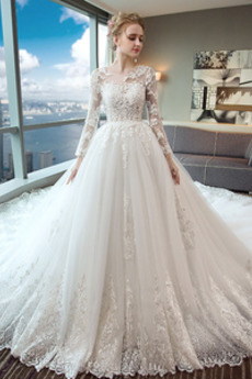 Robe de mariée Dos nu Tulle Longue Eglise Perlé Rosée épaule