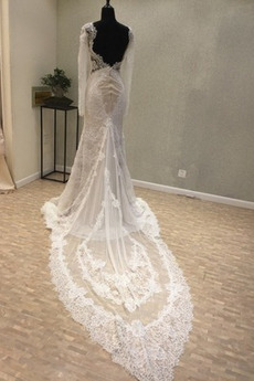 Robe de mariée Manche Aérienne Appliquer Taille chute Elégant