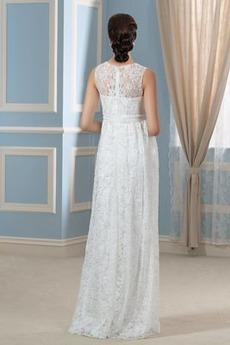 Robe de mariée Grossesse Empire Gaze Simple Sans Manches Taille haute