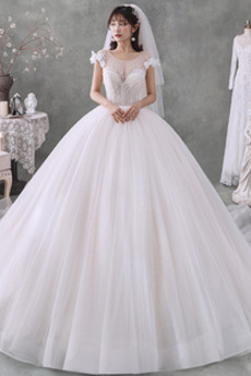 Robe de mariée Manche Courte aligne Cérémonial gossamer Salle