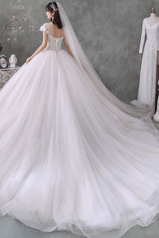 Robe de mariée Manche Courte aligne Cérémonial gossamer Salle