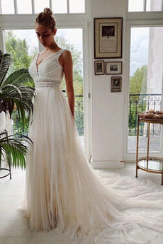 Robe de mariée Fermeture éclair Printemps Mode gossamer A-ligne