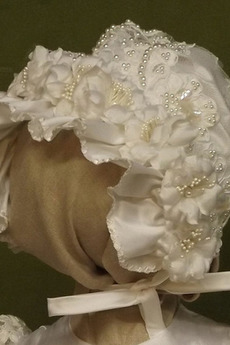 Robe de fille de fleur Manche Aérienne Naturel taille Princesse