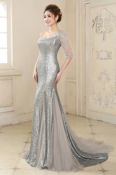 Robe de soirée Paillettes Printemps Cérémonial Glissière 3/4 Manche