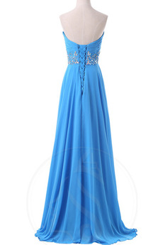 Robe de bal Lacez vers le haut Col en Cœur Été Perle Chiffon