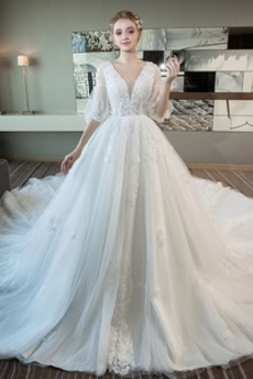 Robe de mariée Tulle Triangle Inversé a ligne Dos nu Naturel taille