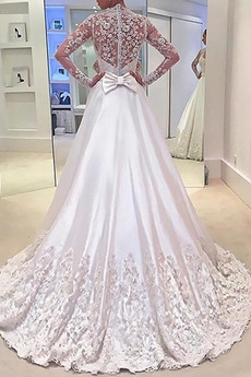 Robe de mariée Manche Longue Plage Dentelle Col en V Manche Aérienne