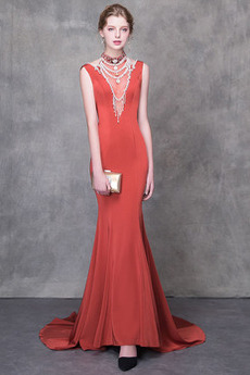Robe de soirée Sans Manches Près du corps Dos nu Mariage Formelle