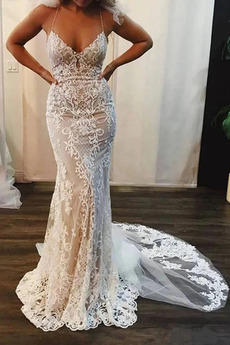 Robe de mariée Col en V Foncé A-ligne Longue Fermeture à glissière