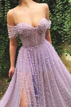 Robe de bal a ligne net Naturel taille Fourchure Frontale Désirable