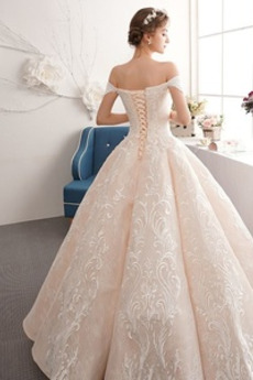 Robe de mariée Manche Courte Eglise A-ligne Formelle Couvert de Dentelle