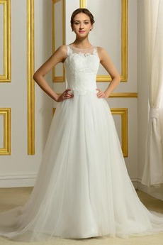 Robe de mariée net Printemps a ligne Manquant Chic Col Bateau