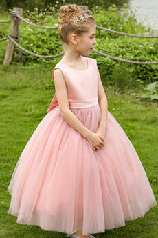 Robe de fille de fleur Festin Été Orné de Nœud à Boucle Tulle