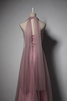 Robe de demoiselle d'honneur Été Rose Sans Manches A-ligne Laçage