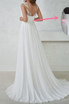 Robe de mariage Drapé Chaussez Mousseline Train de balayage Sans Manches