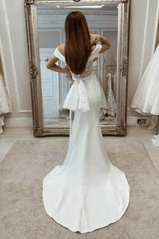 Robe de mariée Soie Sans Manches Train de balayage Mancheron