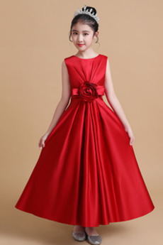 Robe de fille de fleur Fleurs Longueur Cheville Sans Manches