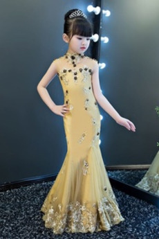 Robe de fille de fleur Médium Taille chute Montrer Printemps