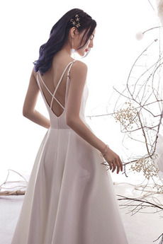 Robe de mariée a ligne Naturel taille Simple Longueur Mollet