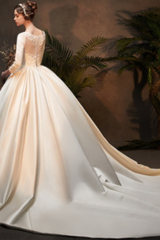 Robe de mariée Naturel taille Drapé Satin Rivage Rosée épaule