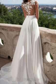 Robe de mariée Gazer Epurée Mousseline Longue Perspectif Automne