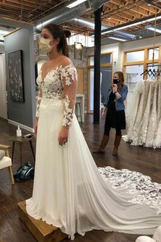 Robe de mariée Manche Longue Décalcomanie Manche Aérienne aligne