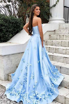 Robe de bal Festin Epurée Sans courroies Satin Dos nu Sans Manches