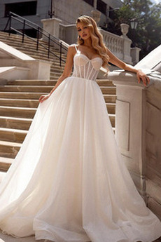 Robe de mariée Sexy net Plage Col en Cœur Norme Drapé Étoilé